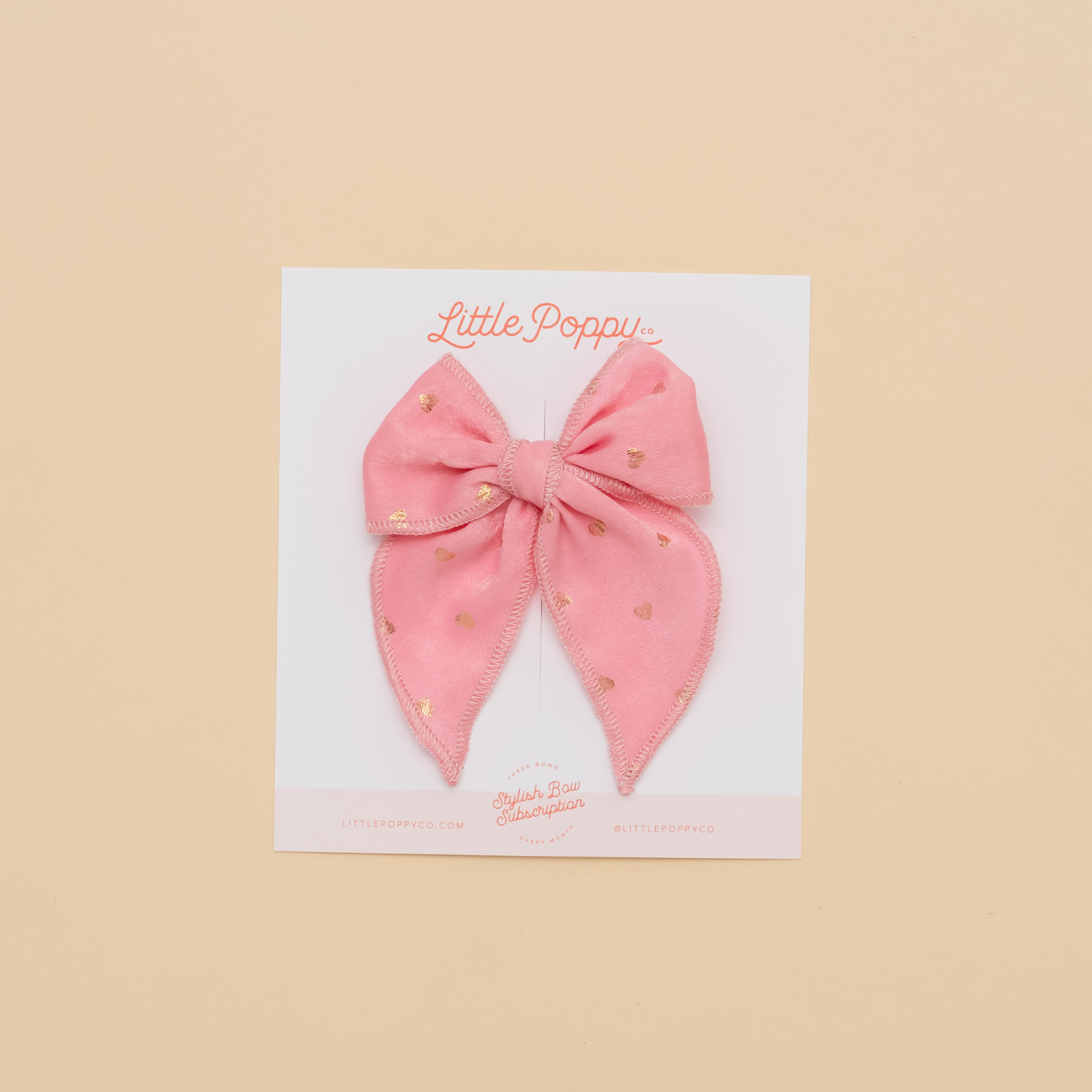 Pink Sparkle Hearts Bow Clip