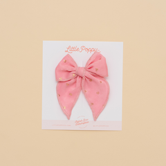 Pink Sparkle Hearts Bow Clip