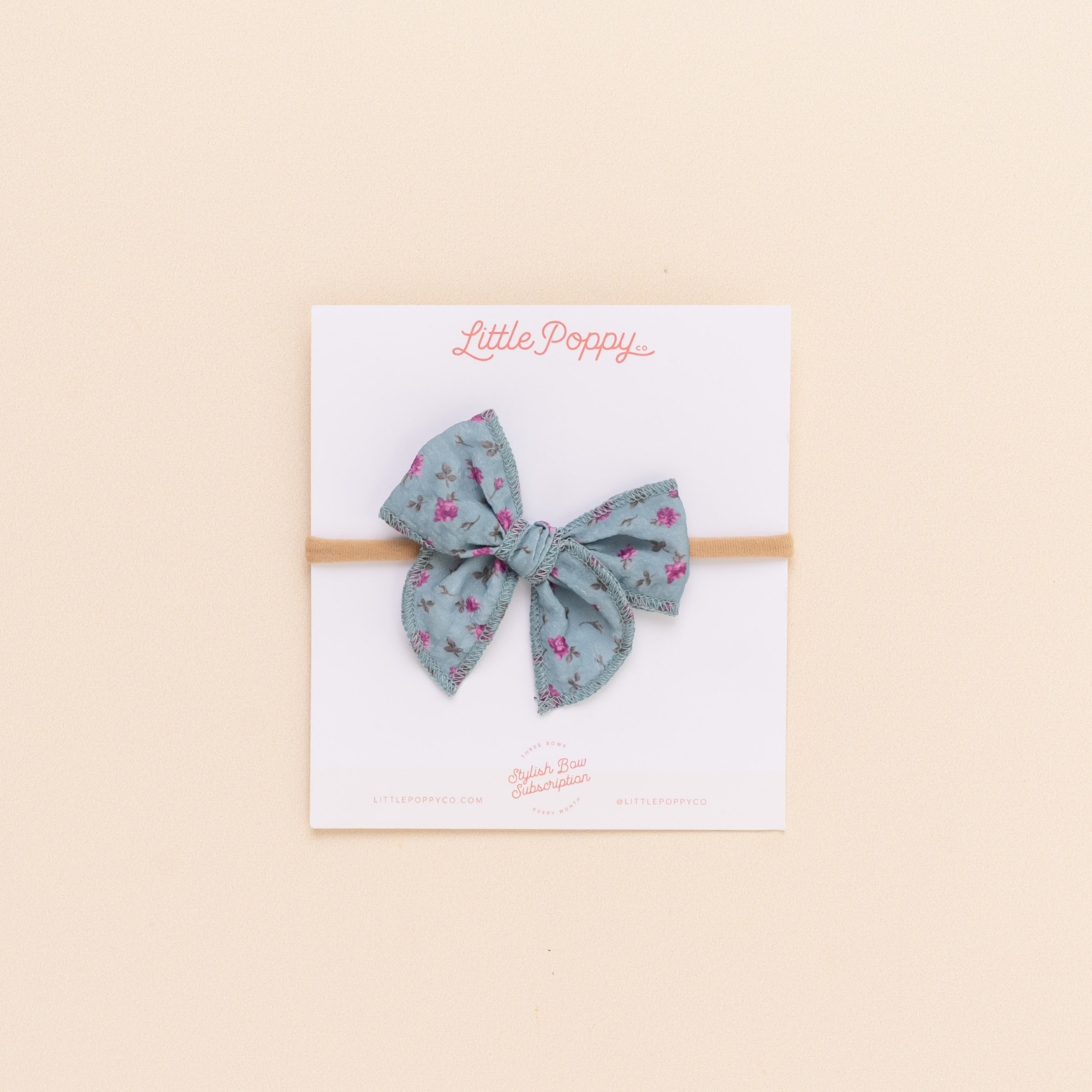 Faded Blue Faye Floral Headband Bow