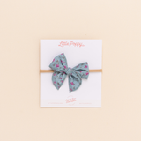 Faded Blue Faye Floral Headband Bow