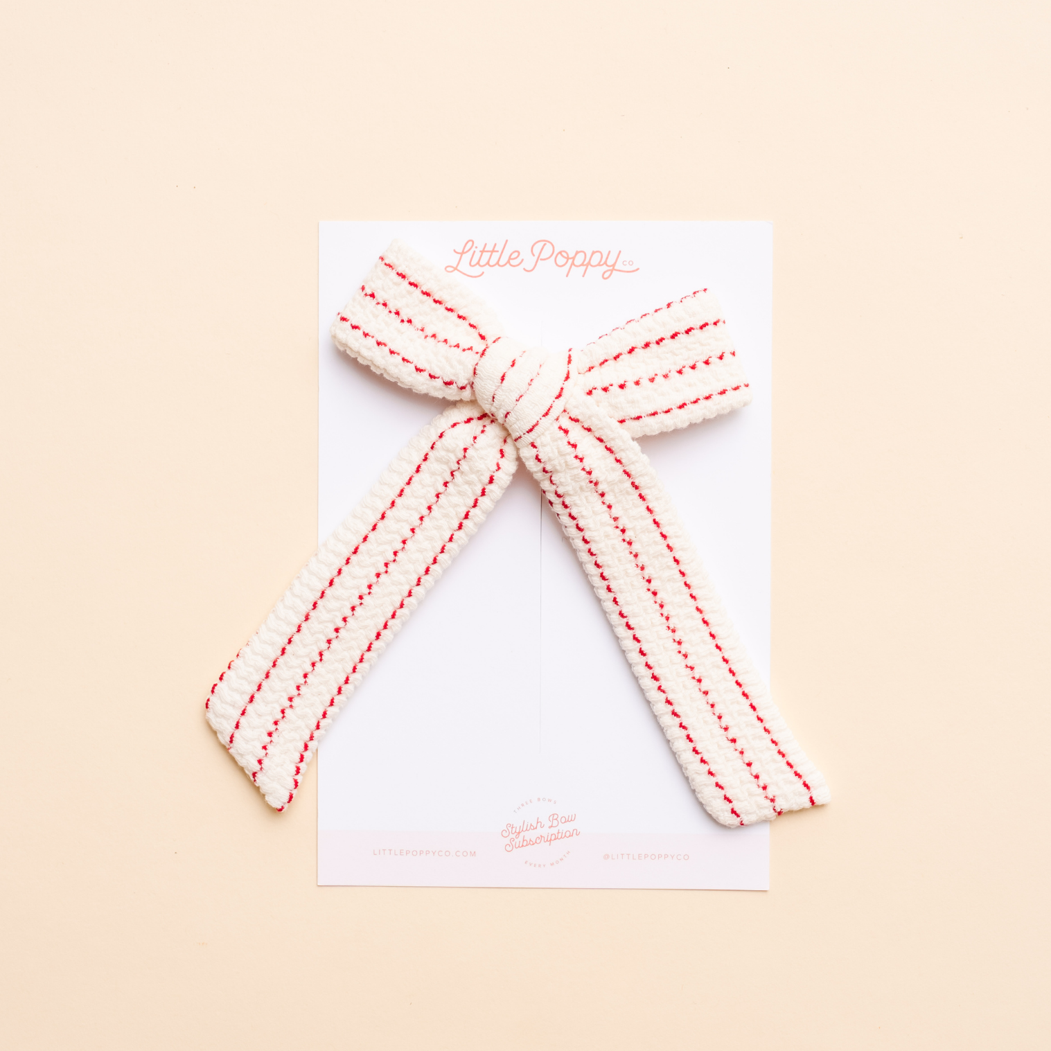 Candy Apple Stripe Bow Clip