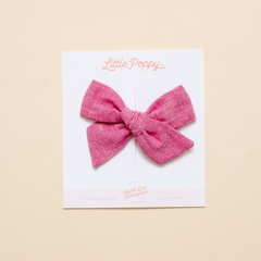 Magenta Spring Chambray Bow Clip