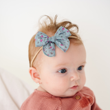 Faded Blue Faye Floral Headband Bow