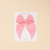 Pink Sparkle Hearts Bow Clip