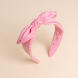 Pink Sparkle Hearts Tie Headband