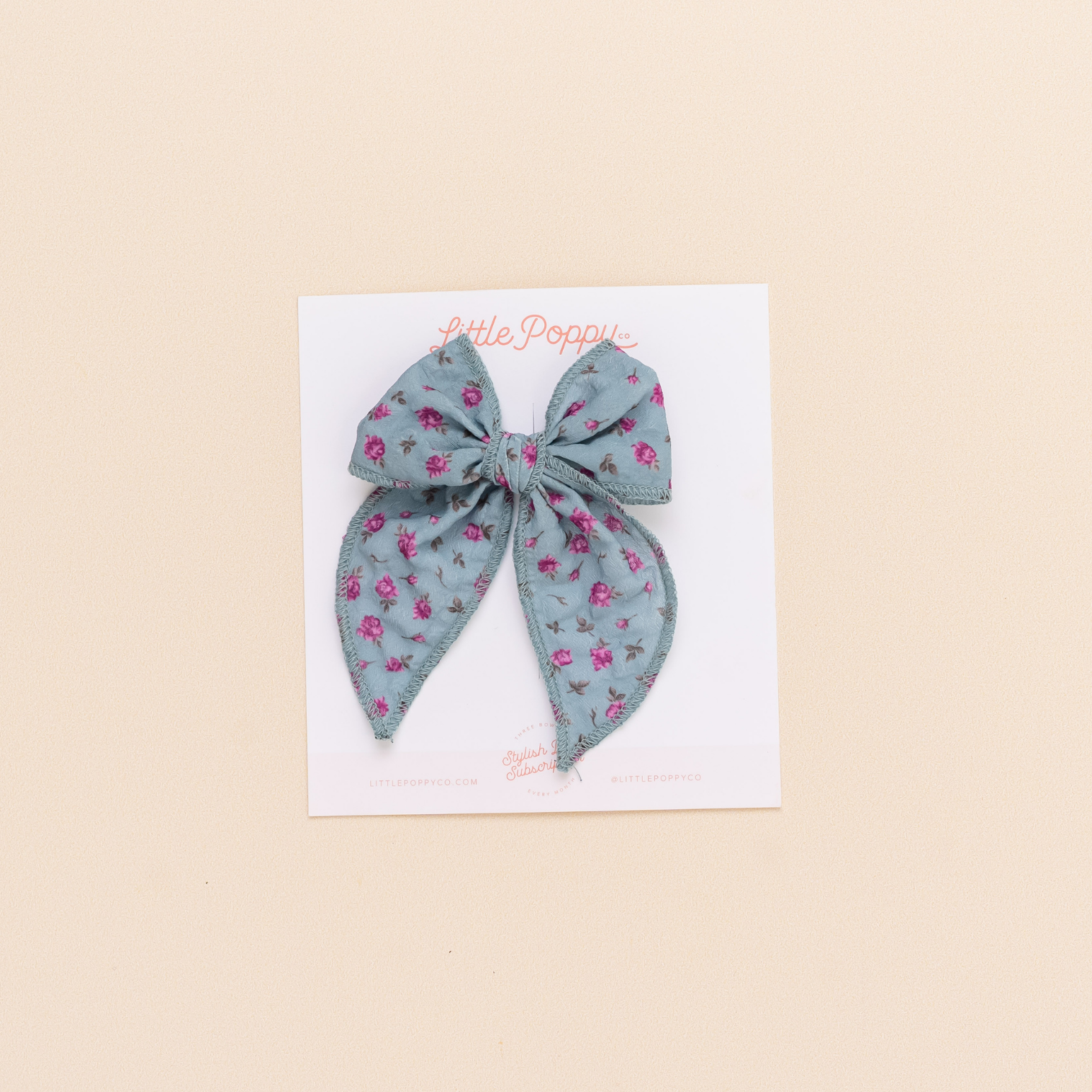 Faded Blue Faye Floral Bow Clip