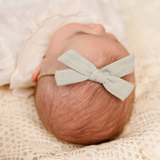 Sage Stitched Linen Baby Headband Bow