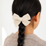 Taupe Chunky Gauze Bow Clip