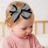 Black Houndstooth Ribbon Headband Bow