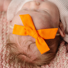 Bright Orange Summer Poplin Headband Bow