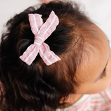 Pink and White Stripe Bow Clip