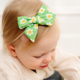 Lime Daisy Headband Bow