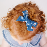 Denim Daisy Bow Clip