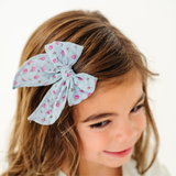 Faded Blue Faye Floral Bow Clip