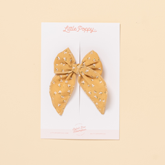 Mustard Floral Bow Clip