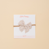 Beige Sparkle Hearts Headband Bow