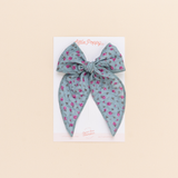 Faded Blue Faye Floral Bow Clip