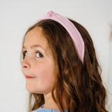 Pink Spring Chambray Knot Headband