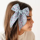 Faded Blue Faye Floral Bow Clip