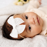 White Boxed Stitched Headband Bow