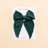 Dark Green Gold Dot Bow Clip