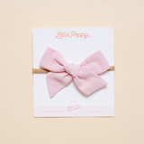 Pink Spring Chambray Headband Bow