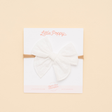 White Boxed Stitched Headband Bow