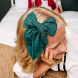 Dark Green Gold Dot Bow Clip