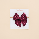 Maroon Dotted Jacquard Headband Bow