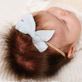 Pastel Blue Spring Dobby Headband Bow