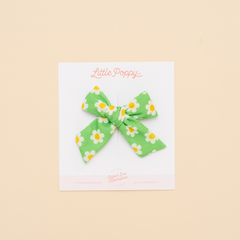 Lime Daisy Bow Clip