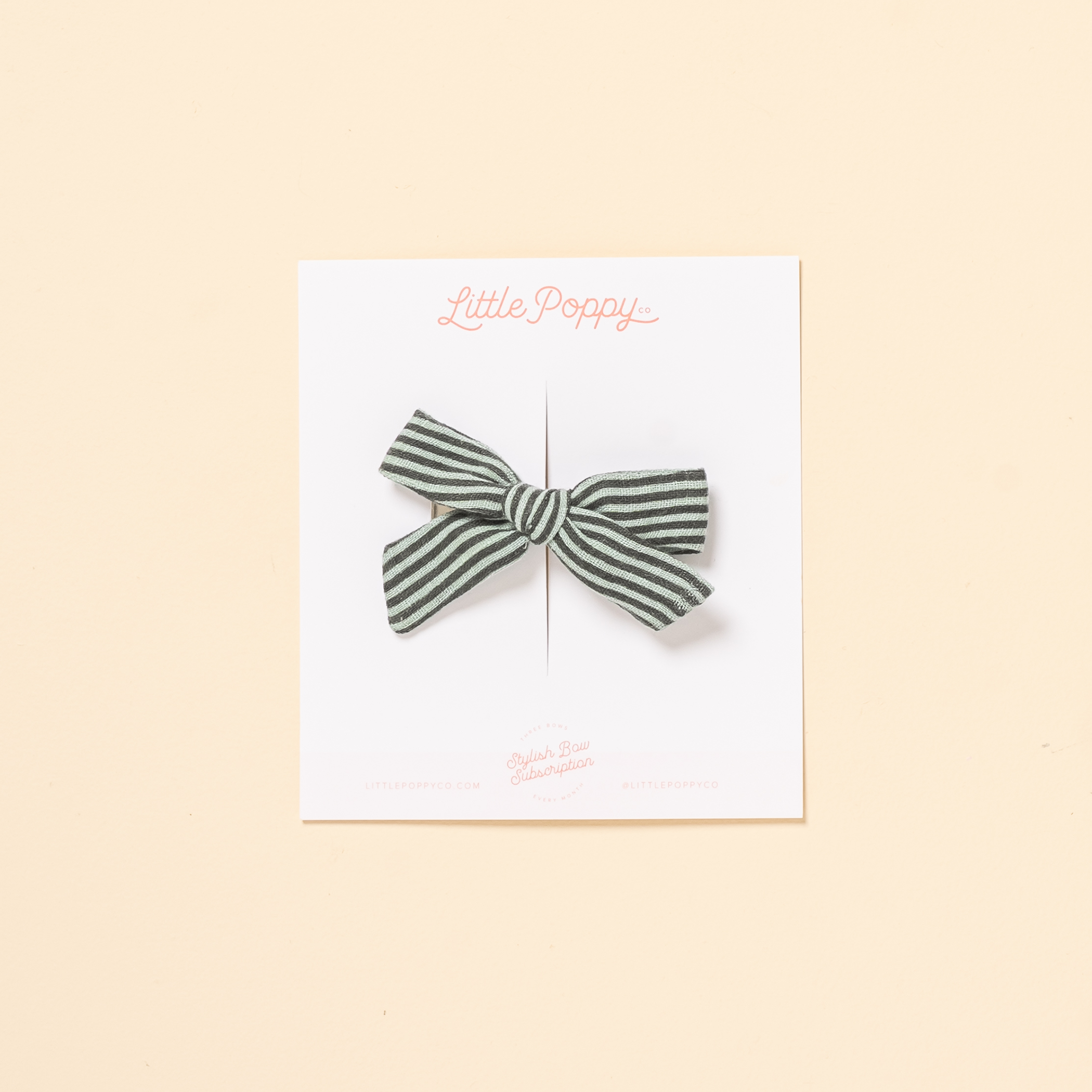 Green Faded Stripe Bow Clip