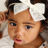 Ivory Embroidered Lace Headband Bow