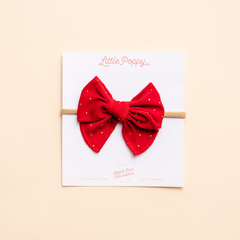 Red Gold Dot Headband Bow