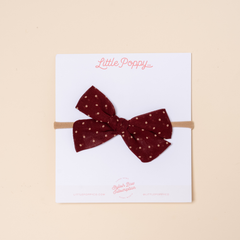 Cabernet Chiffon Dot Headband Bow