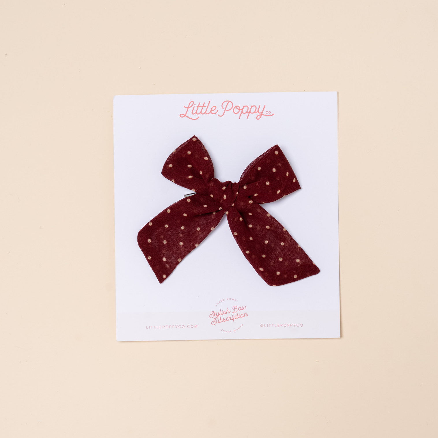 Cabernet Chiffon Dot Bow Clip