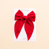 Red Gold Dot Bow Clip