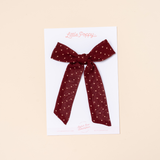 Cabernet Chiffon Dot Bow Clip