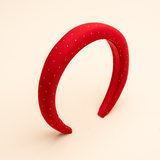 Red Gold Dot Puffy Headband