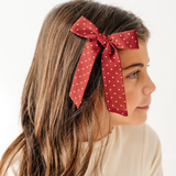 Cabernet Chiffon Dot Bow Clip