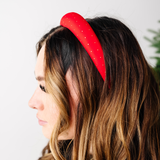 Red Gold Dot Puffy Headband