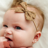 Taupe Chiffon Dot Headband Bow