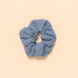 Blue Faded Check Midi Scrunchie