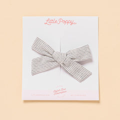 Dainty Stripe Dungaree Bow Clip