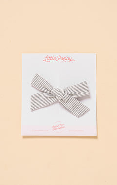 Dainty Stripe Dungaree Bow Clip
