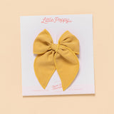 Mustard Summer Poplin Bow Clip