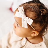 Cranberry Dot Baby Headband Bow