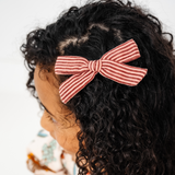 Red Faded Stripe Bow Clip