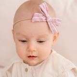 Pink and White Stripe Baby Headband Bow