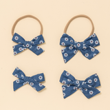 Denim Daisy Bow Clip